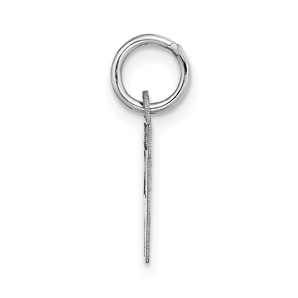 14K White Gold Small Block Initial Letter W Charm Pendant - (B11-940)